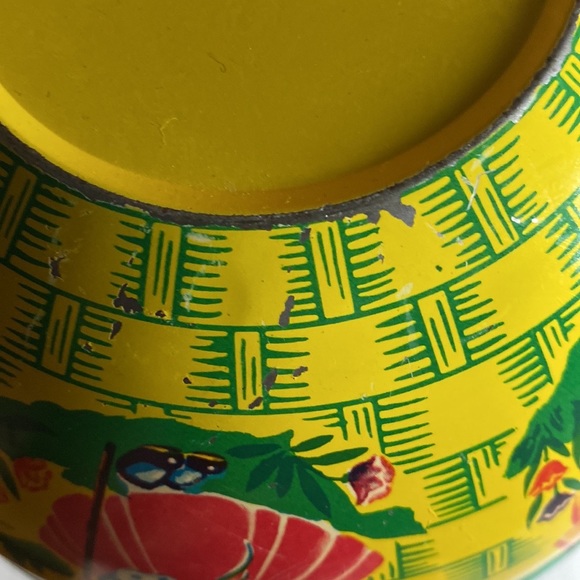 Vintage 1940- 1950 J Chein & Co Tin Litho Nursery Rhyme Easter Basket - Picture 8 of 10